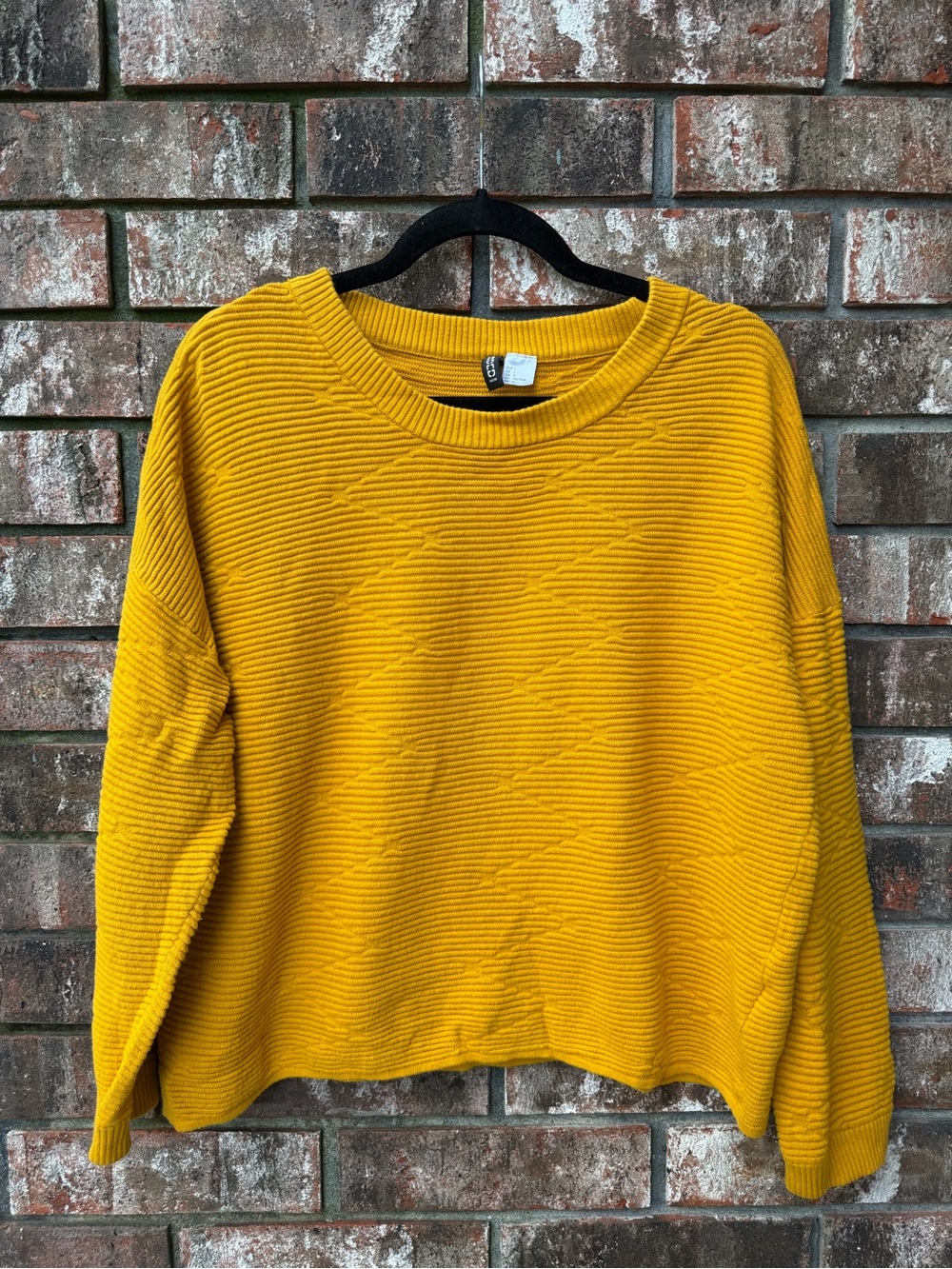 H&M Mustard Yellow Ribbed Crewneck Sweater